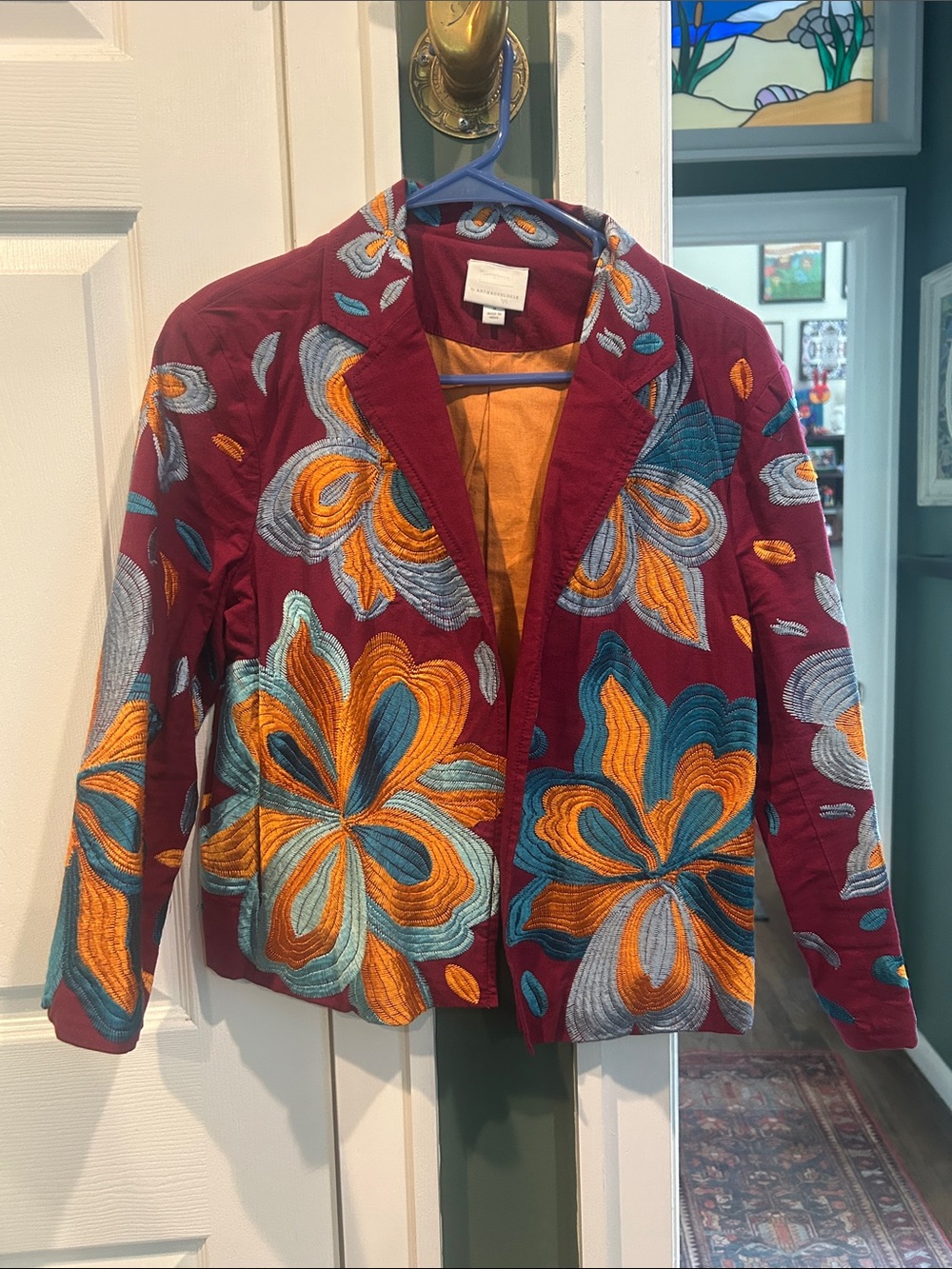 Anthropologie Ett:twa Woodstock Jacket Embroidered Floral Blazer